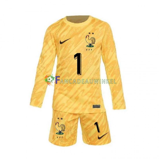 Frankrijk Wedstrijdshirt met Korting Hugo Lloris 1 Keepersshirt Thuis Kind EK 2024 Lange Mouw