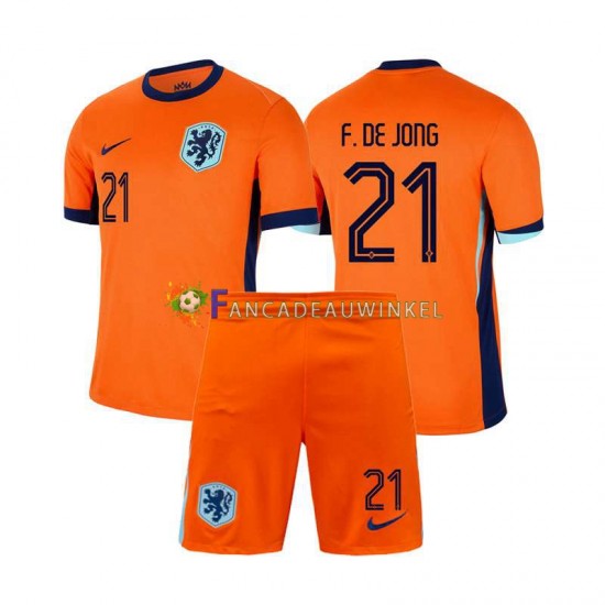 Nederland Wedstrijdshirt met Korting Frenkie de Jong 21 Thuis Kind EK 2024 Korte Mouw