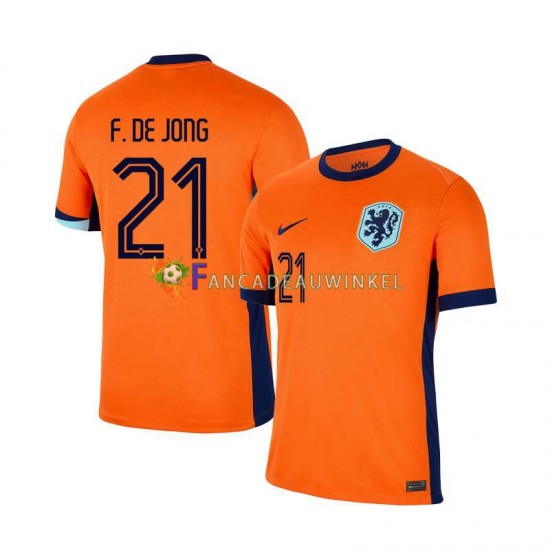 Nederland Wedstrijdshirt met Korting Frenkie de Jong 21 Thuis Heren EK 2024 Korte Mouw