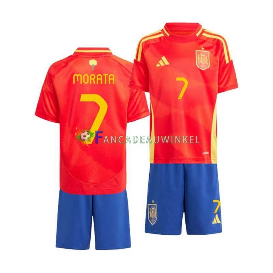 Spanje Wedstrijdshirt met Korting Alvaro Morata 7 Thuis Kind EK 2024 Korte Mouw