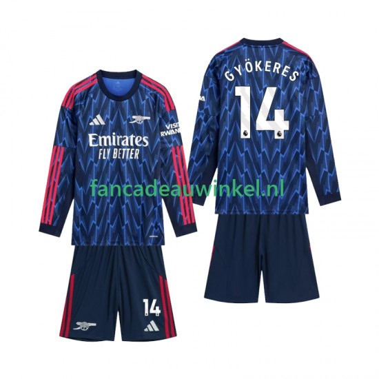 Arsenal Wedstrijdshirt met Korting Gyokeres 14 Uit Kind 2025-26 Lange Mouw