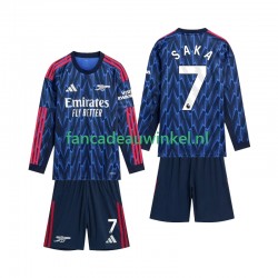 Arsenal Wedstrijdshirt met Korting Saka 7 Uit Kind 2025-26 Lange Mouw