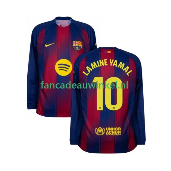 FC Barcelona Wedstrijdshirt met Korting Lamine Yamal 10 Thuis Heren 2025-26 Lange Mouw