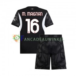 AC Milan Wedstrijdshirt met Korting Mike Maignan 16 Keepersshirt Thuis Zwart Kind 2024-25 Korte Mouw