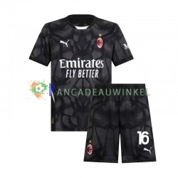 AC Milan Wedstrijdshirt met Korting Mike Maignan 16 Keepersshirt Thuis Zwart Kind 2024-25 Korte Mouw