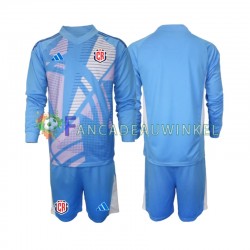 Costa Rica Wedstrijdshirt met Korting Keepersshirt Thuis Blauw Kind 2024 Lange Mouw
