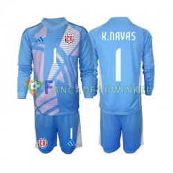 Costa Rica Wedstrijdshirt met Korting Keylor Navas 1 Keepersshirt Thuis Blauw Kind 2024 Lange Mouw