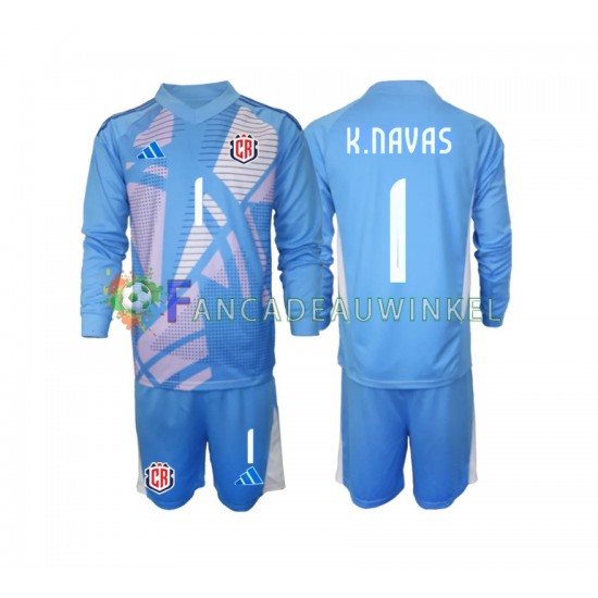 Costa Rica Wedstrijdshirt met Korting Keylor Navas 1 Keepersshirt Thuis Blauw Kind 2024 Lange Mouw