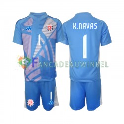 Costa Rica Wedstrijdshirt met Korting Keylor Navas 1 Keepersshirt Thuis Blauw Kind 2024 Korte Mouw