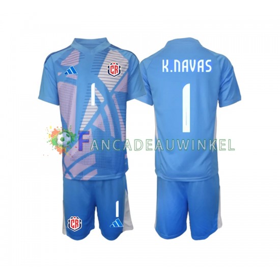 Costa Rica Wedstrijdshirt met Korting Keylor Navas 1 Keepersshirt Thuis Blauw Kind 2024 Korte Mouw