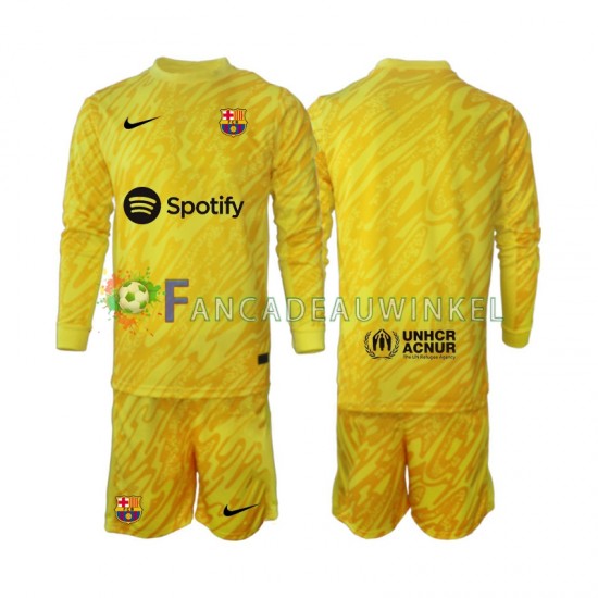 FC Barcelona Wedstrijdshirt met Korting Keepersshirt Uit Kind 2024-25 Lange Mouw