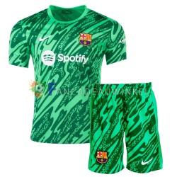 FC Barcelona Wedstrijdshirt met Korting Keepersshirt Thuis Groente Kind 2024-25 Korte Mouw
