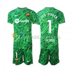FC Barcelona Wedstrijdshirt met Korting Ter Stegen 1 Keepersshirt Thuis Groente Kind 2024-25 Korte Mouw