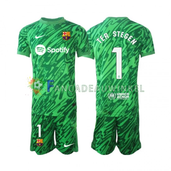 FC Barcelona Wedstrijdshirt met Korting Ter Stegen 1 Keepersshirt Thuis Groente Kind 2024-25 Korte Mouw