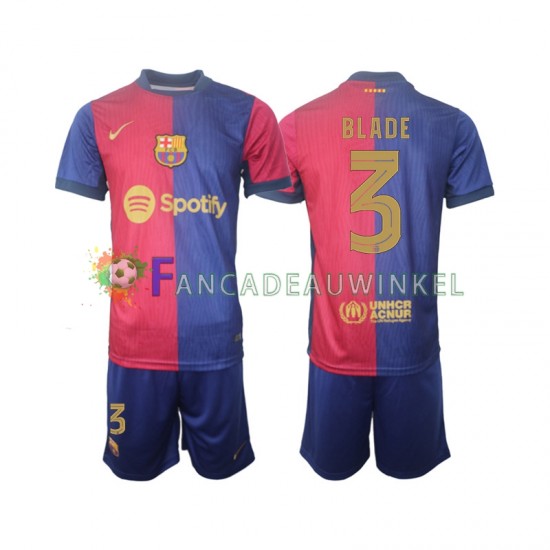 FC Barcelona Wedstrijdshirt met Korting UCL Font Blade 3 Thuis Kind 2024-25 Korte Mouw