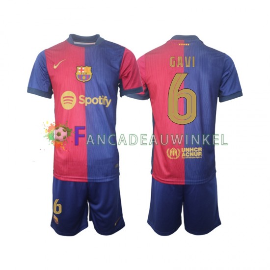 FC Barcelona Wedstrijdshirt met Korting UCL Font Gavi 6 Thuis Kind 2024-25 Korte Mouw