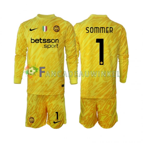 Inter Milan Wedstrijdshirt met Korting Yann Sommer 1 Keepersshirt Uit Kind 2024-25 Lange Mouw