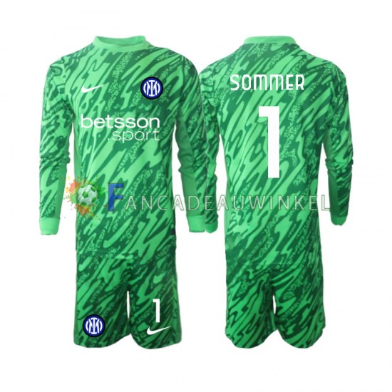 Inter Milan Wedstrijdshirt met Korting Yann Sommer 1 Keepersshirt Thuis Kind 2024-25 Lange Mouw