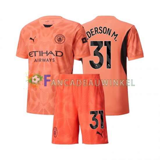 Manchester City Wedstrijdshirt met Korting Ederson Moraes 31 Keepersshirt Uit Kind 2024-25 Korte Mouw