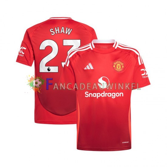 Manchester United Wedstrijdshirt met Korting Luke Shaw 23 Thuis Rood Heren 2024-25 Korte Mouw