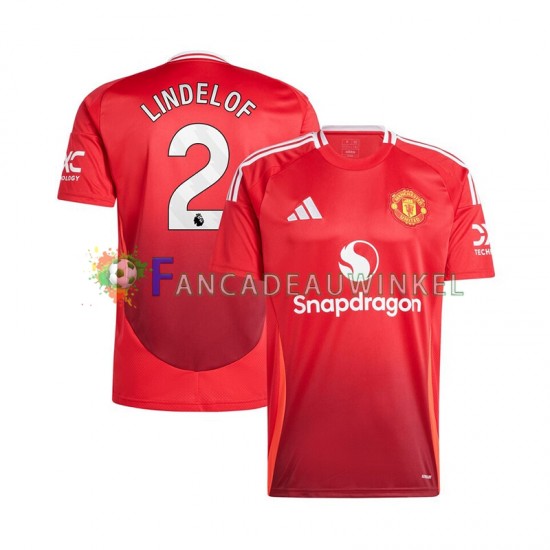Manchester United Wedstrijdshirt met Korting Victor Lindelof 2 Thuis Rood Heren 2024-25 Korte Mouw