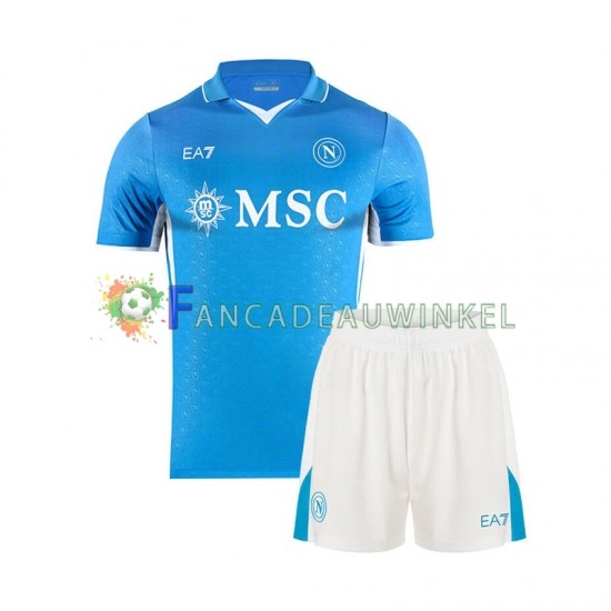 Napoli Wedstrijdshirt met Korting Thuis Kind 2024-25 Korte Mouw