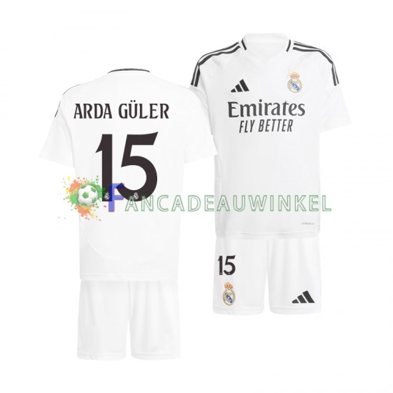 Real Madrid Wedstrijdshirt met Korting Arda Guler 15 Thuis Kind 2024-25 Korte Mouw