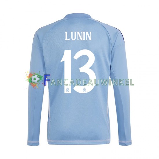 Real Madrid Wedstrijdshirt met Korting Andriy Lunin 13 Keepersshirt Thuis Blauw Heren 2024-25 Lange Mouw