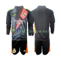 Real Madrid Wedstrijdshirt met Korting Keepersshirt Uit Zwart Kind 2024-25 Lange Mouw