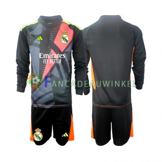 Real Madrid Wedstrijdshirt met Korting Keepersshirt Uit Zwart Kind 2024-25 Lange Mouw