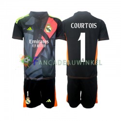 Real Madrid Wedstrijdshirt met Korting Thibaut Courtois 1 Keepersshirt Uit Zwart Kind 2024-25 Korte Mouw
