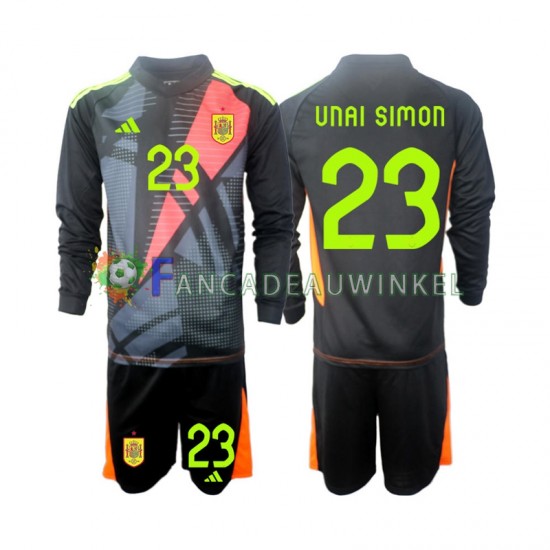 Spanje Wedstrijdshirt met Korting Unai Simon 23 Keepersshirt Uit Kind EK 2024 Lange Mouw