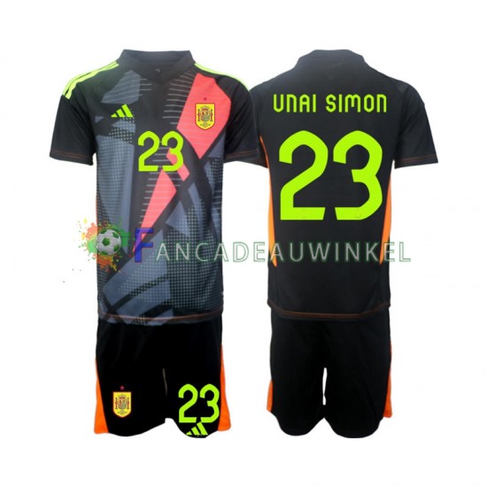 Spanje Wedstrijdshirt met Korting Unai Simon 23 Keepersshirt Uit Kind EK 2024 Korte Mouw