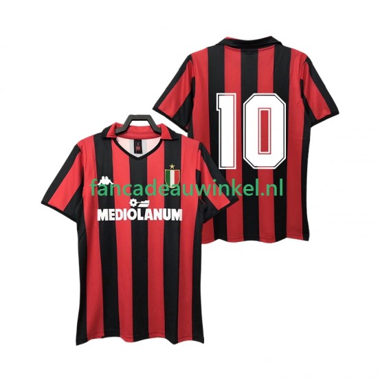 AC Milan Wedstrijdshirt met Korting 10 1988 1989 Retro Thuis Heren Korte Mouw