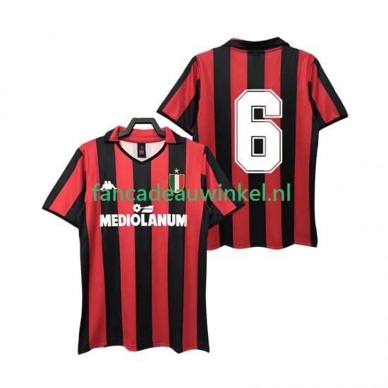 AC Milan Wedstrijdshirt met Korting 6 1988 1989 Retro Thuis Heren Korte Mouw