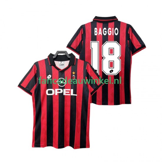AC Milan Wedstrijdshirt met Korting BAGGIO 18 1995 1996 Retro Thuis Heren Korte Mouw
