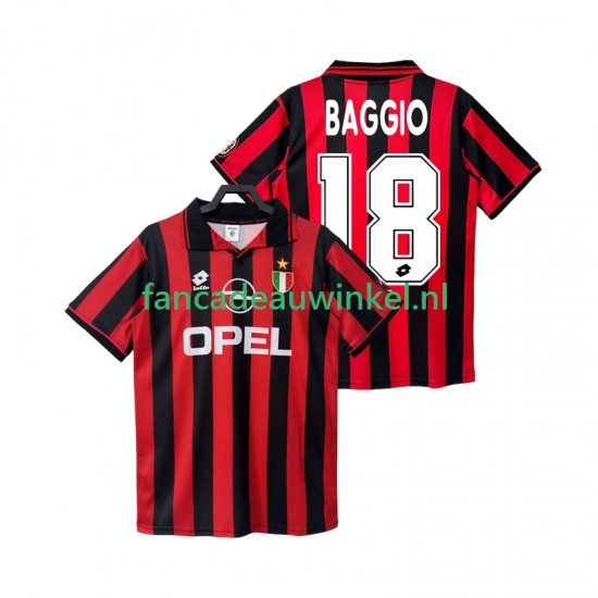 AC Milan Wedstrijdshirt met Korting BAGGIO 18 1996 1997 Retro Thuis Heren Korte Mouw