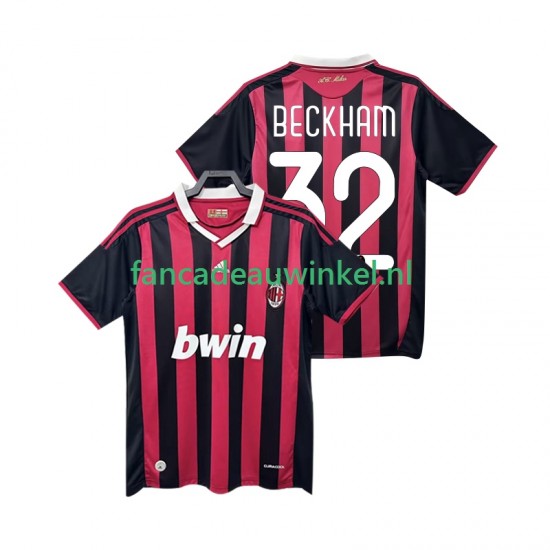 AC Milan Wedstrijdshirt met Korting BECKHAM 32 2009 Retro Thuis Heren 2010 Korte Mouw
