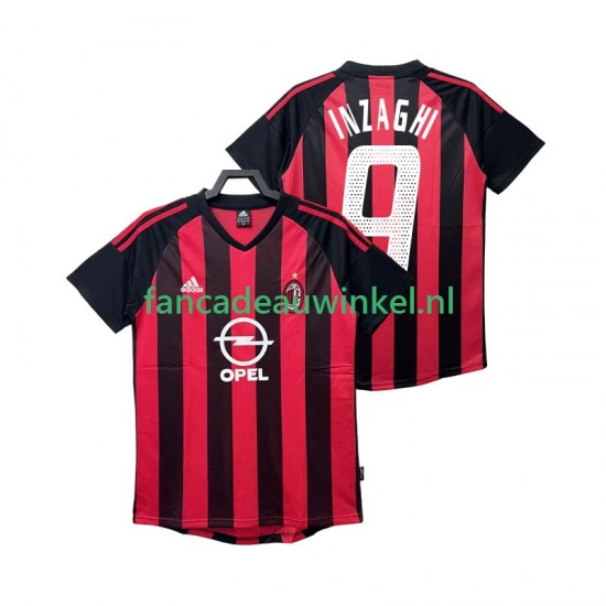 AC Milan Wedstrijdshirt met Korting INZAGHI 9 2003 Retro Thuis Heren 2002 Korte Mouw