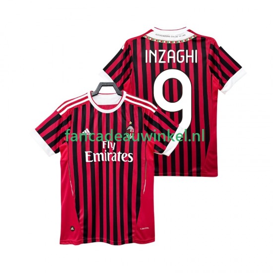 AC Milan Wedstrijdshirt met Korting INZAGHI 9 2012 Retro Thuis Heren 2011 Korte Mouw