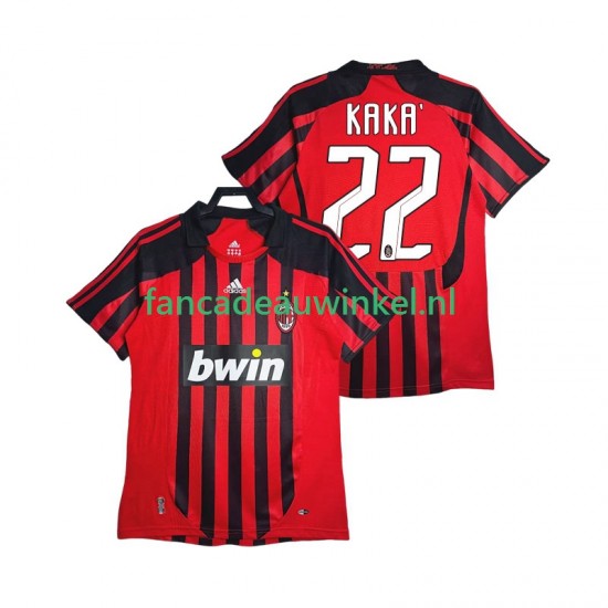AC Milan Wedstrijdshirt met Korting KAKA 22 2007 Retro Thuis Heren 2008 Korte Mouw