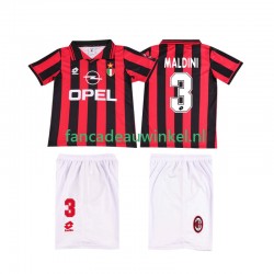 AC Milan Wedstrijdshirt met Korting MALDINI 3 1996 1997 Retro Thuis Kind Korte Mouw