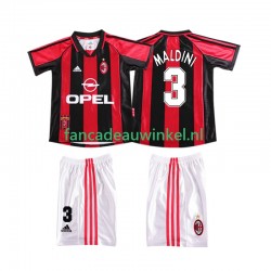 AC Milan Wedstrijdshirt met Korting MALDINI 3 Retro Thuis Kind 1998 1999 Korte Mouw