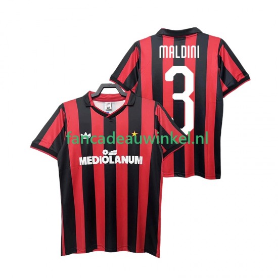 AC Milan Wedstrijdshirt met Korting MALDINI 3 1990 1991 Retro Thuis Heren Korte Mouw
