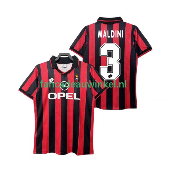 AC Milan Wedstrijdshirt met Korting MALDINI 3 1995 1996 Retro Thuis Heren Korte Mouw
