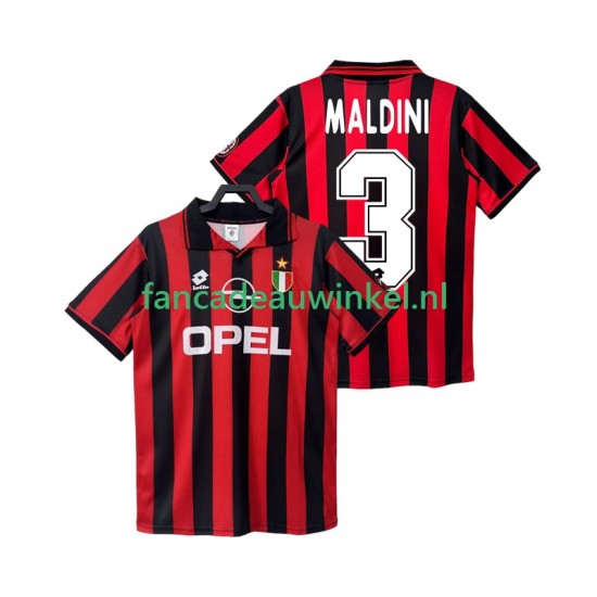 AC Milan Wedstrijdshirt met Korting MALDINI 3 1996 1997 Retro Thuis Heren Korte Mouw
