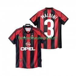 AC Milan Wedstrijdshirt met Korting MALDINI 3 Retro Thuis Heren 1998 1999 Korte Mouw