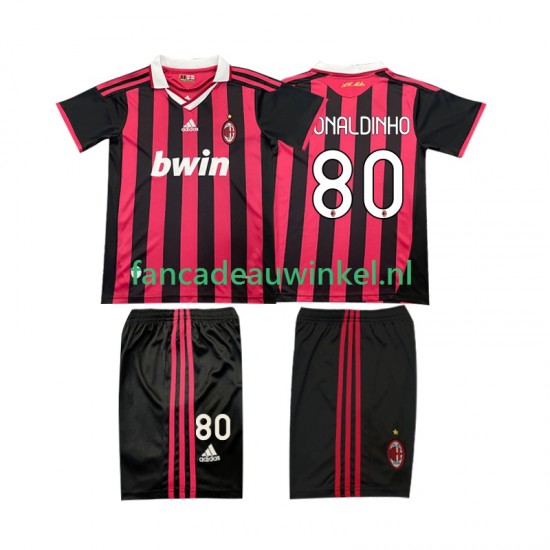 AC Milan Wedstrijdshirt met Korting RONALDINHO 80 2009 Retro Thuis Kind 2010 Korte Mouw