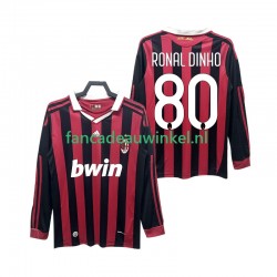 AC Milan Wedstrijdshirt met Korting RONALDINHO 80 2009 Retro Thuis Heren 2010 Lange Mouw
