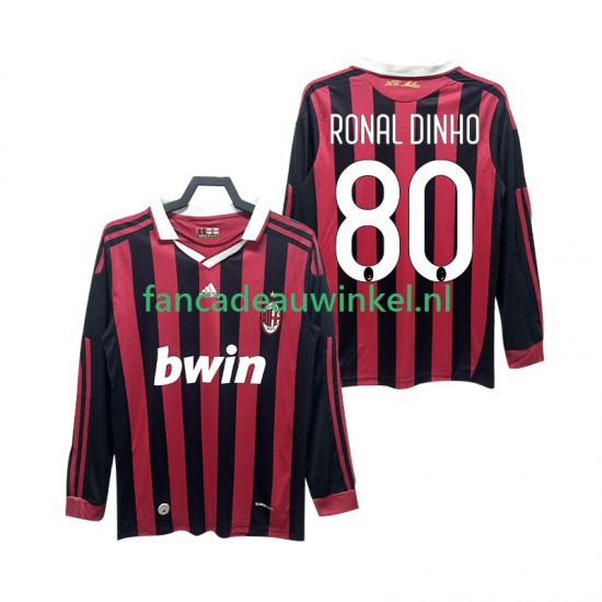AC Milan Wedstrijdshirt met Korting RONALDINHO 80 2009 Retro Thuis Heren 2010 Lange Mouw